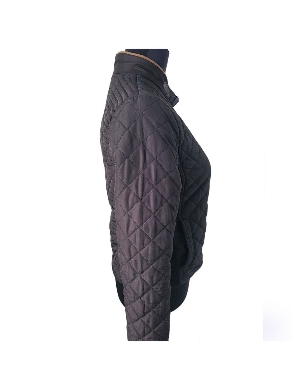 U2B Quilted Bomber Jacket Black & Brown Full Zip Size Small - Picture 4 of 10